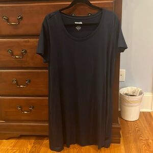 Wool& blue dress with pockets -1x